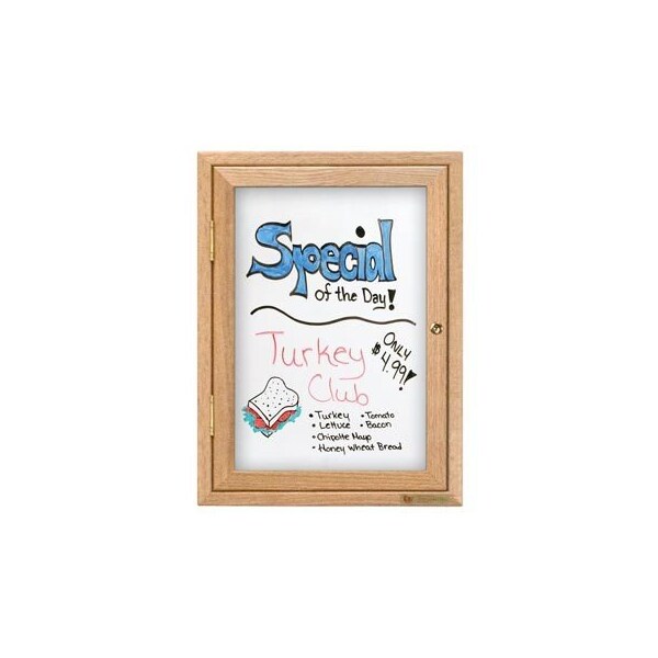 18"x24" 1-Door Wet/Dry Erase, White Porcelain/Lt Oak Frame